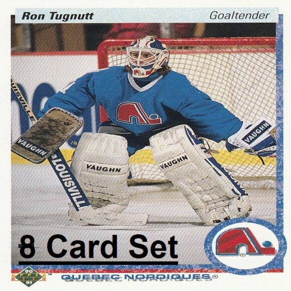 Ron Tugnutt NHL Hockey Card Collection - 8 Quebec Nordiques NHL Hockey Cards - Picture 1 of 9